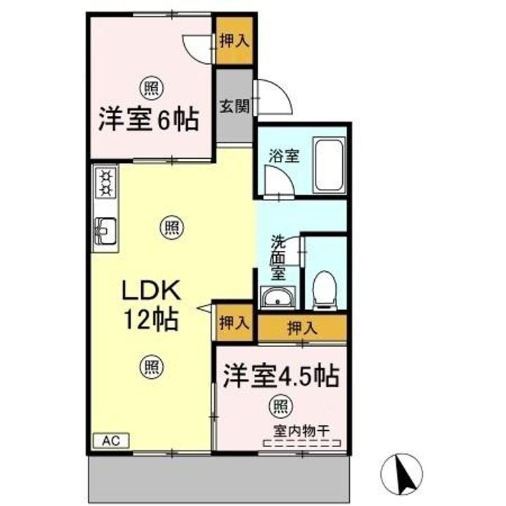 岡山県倉敷市神田2丁目(アパート)の賃貸物件の間取り