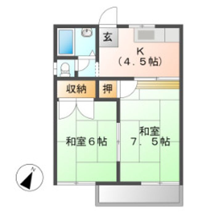 岡山県倉敷市亀山(アパート)の賃貸物件202の間取り
