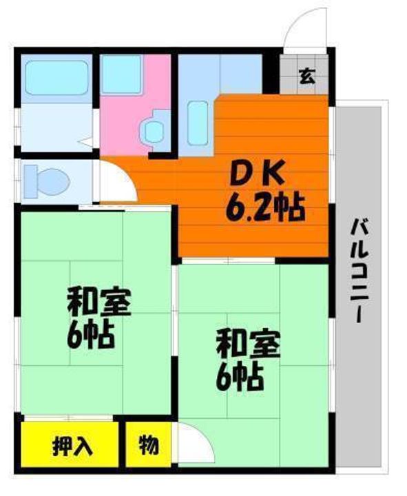 岡山県倉敷市中島(アパート)の賃貸物件103の間取り