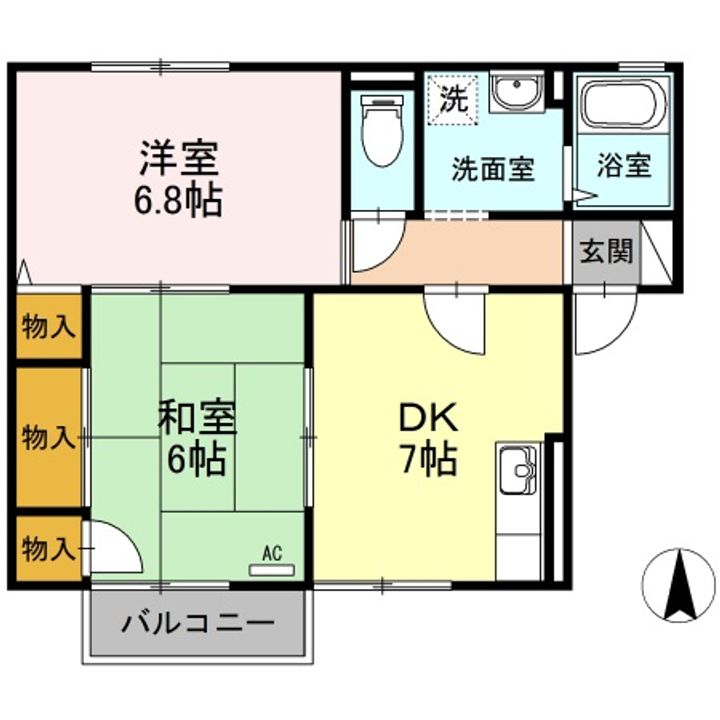 岡山県倉敷市玉島1丁目(アパート)の賃貸物件202の間取り