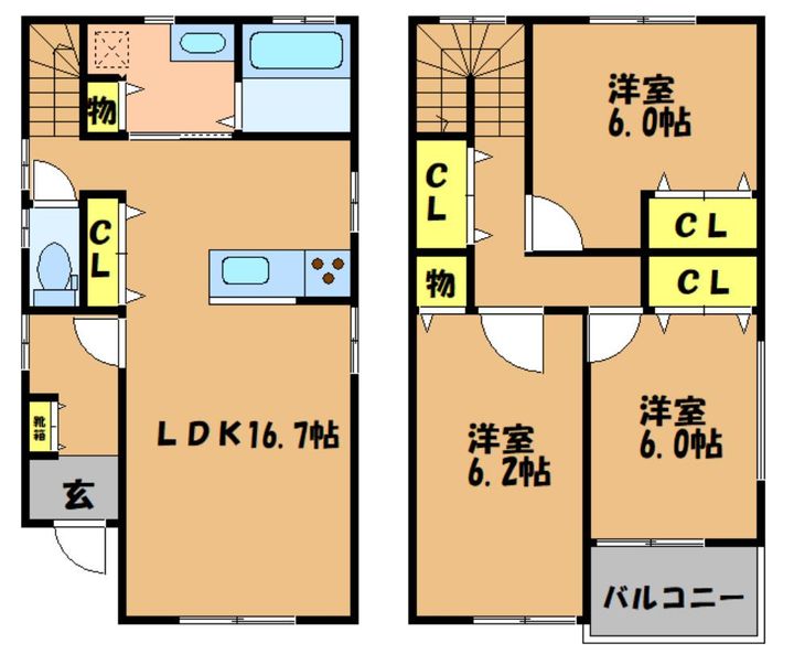 岡山県倉敷市玉島上成(テラスハウス)の賃貸物件の間取り