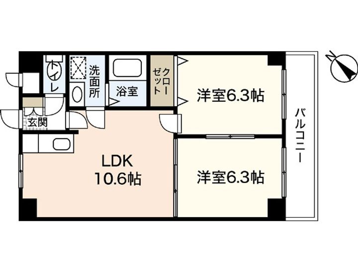 岡山県岡山市南区大福(マンション)の賃貸物件606の間取り