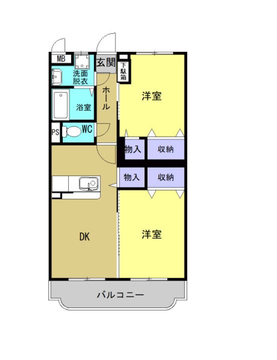 岡山県倉敷市真備町川辺(マンション)の賃貸物件の間取り