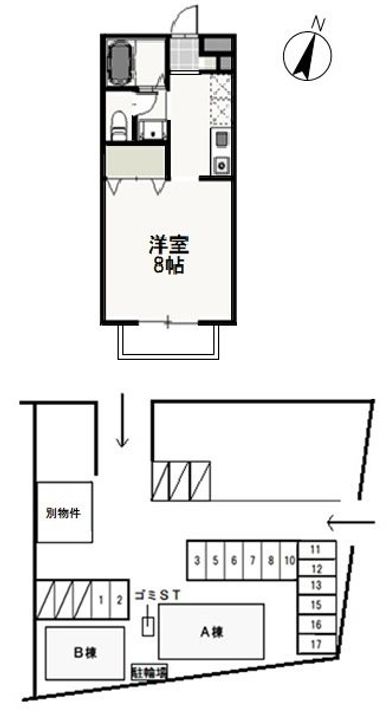 岡山県岡山市北区花尻みどり町(アパート)の賃貸物件202の間取り