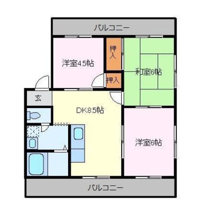 オリーブハウス万能倉A棟 202の間取り