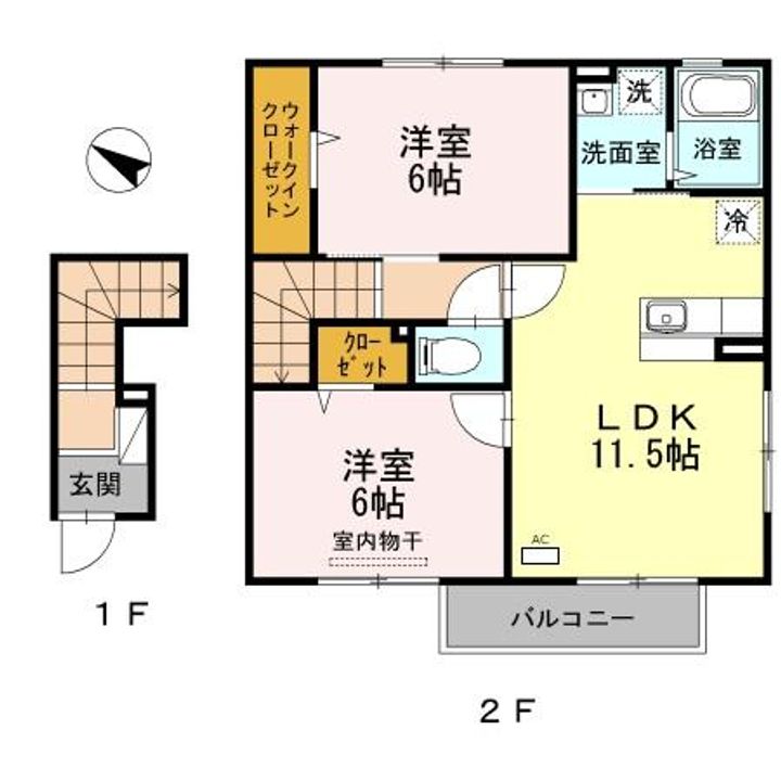 岡山県岡山市南区迫川(アパート)の賃貸物件の間取り