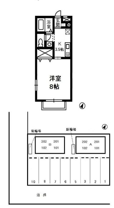岡山県倉敷市亀島1丁目(アパート)の賃貸物件の間取り