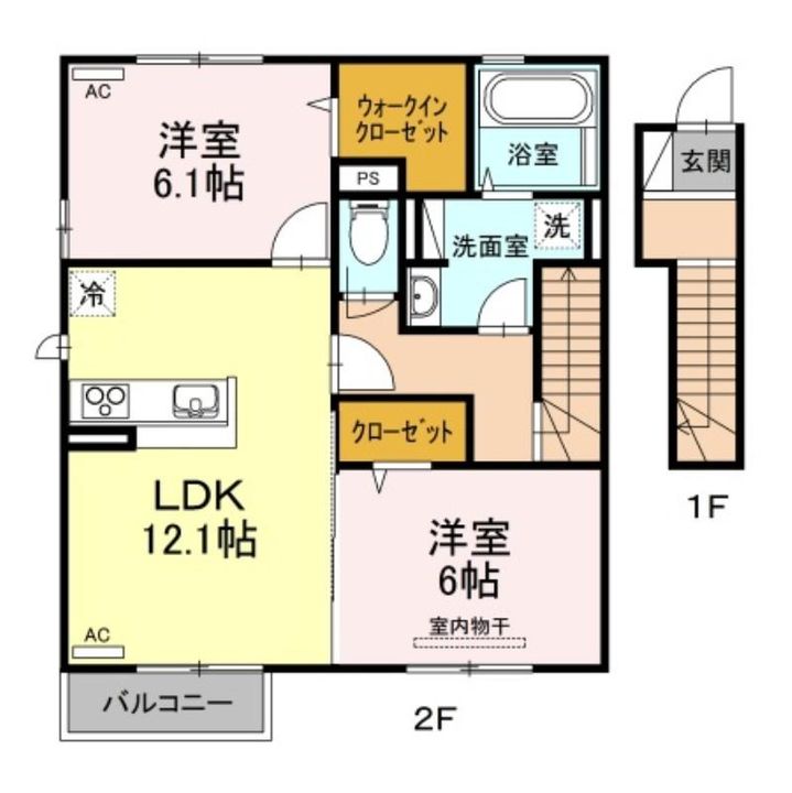 岡山県倉敷市西阿知町(アパート)の賃貸物件の間取り