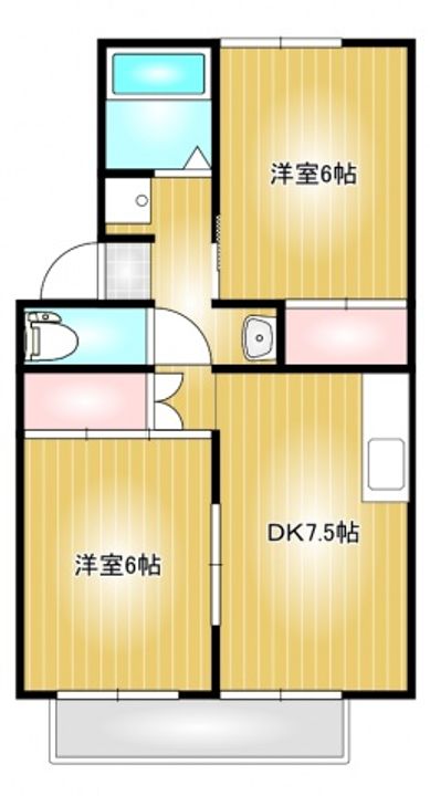 岡山県倉敷市北畝5丁目(アパート)の賃貸物件B棟201の間取り
