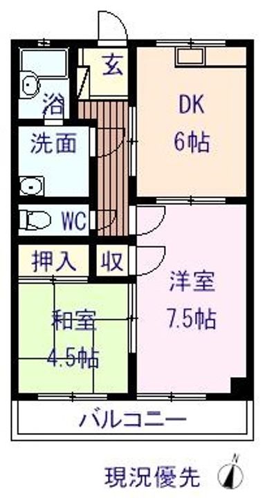 岡山県笠岡市富岡(アパート)の賃貸物件202の間取り