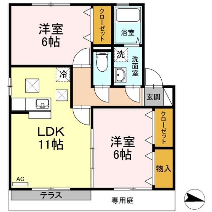 岡山県倉敷市北畝5丁目(アパート)の賃貸物件の間取り