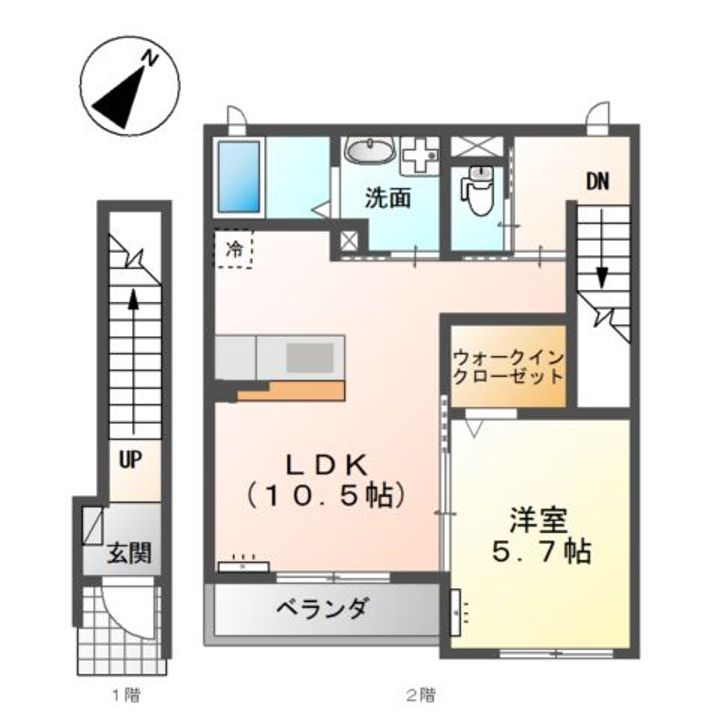 岡山県倉敷市玉島爪崎(アパート)の賃貸物件の間取り