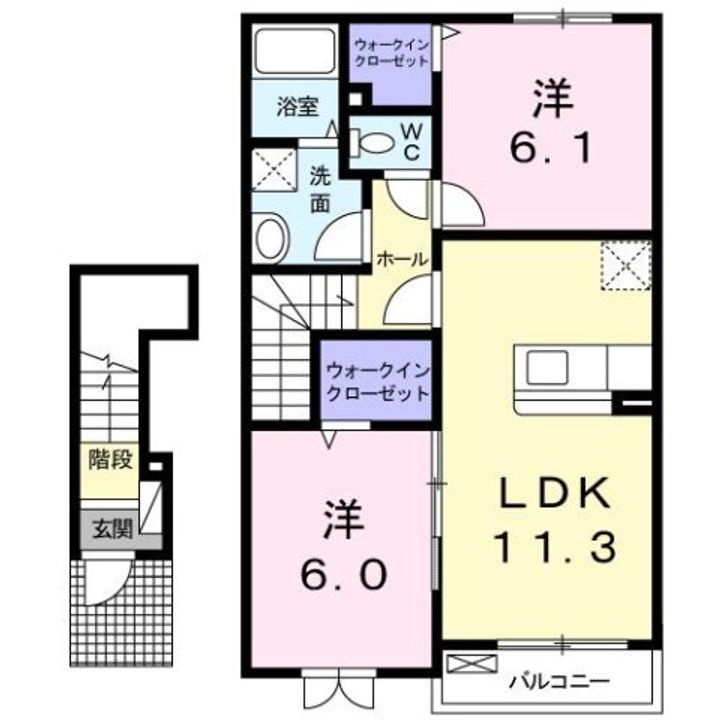 岡山県倉敷市児島小川9丁目(アパート)の賃貸物件の間取り