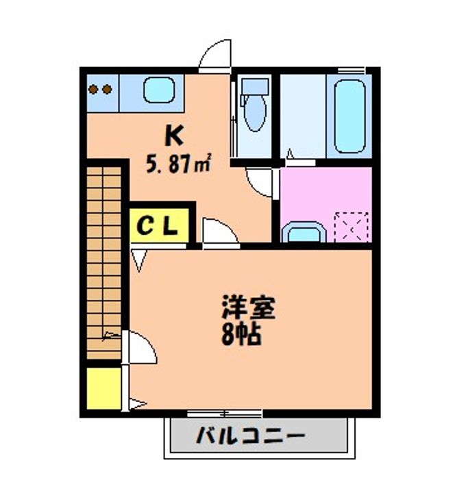 岡山県倉敷市四十瀬(アパート)の賃貸物件201の間取り