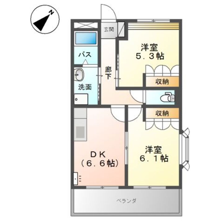 岡山県倉敷市連島1丁目(アパート)の賃貸物件の間取り
