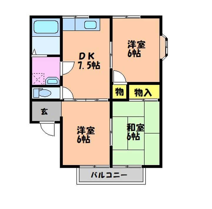 岡山県倉敷市神田3丁目(アパート)の賃貸物件の間取り