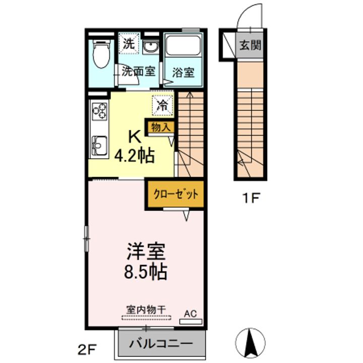 岡山県倉敷市東塚5丁目(アパート)の賃貸物件の間取り