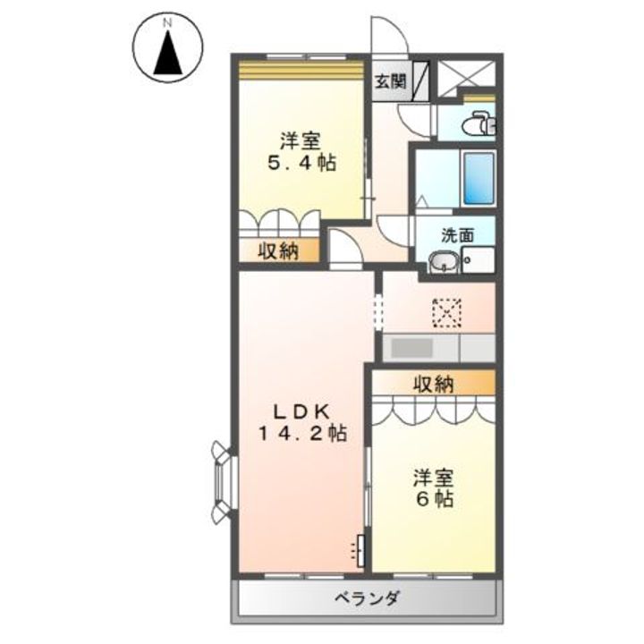 岡山県倉敷市玉島阿賀崎4丁目(アパート)の賃貸物件の間取り