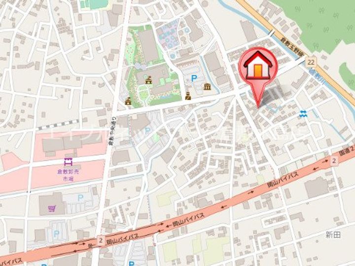 岡山県倉敷市新田(アパート)の賃貸物件202の地図