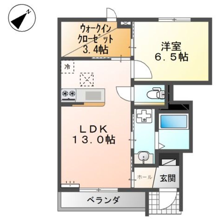 岡山県倉敷市中島(アパート)の賃貸物件の間取り