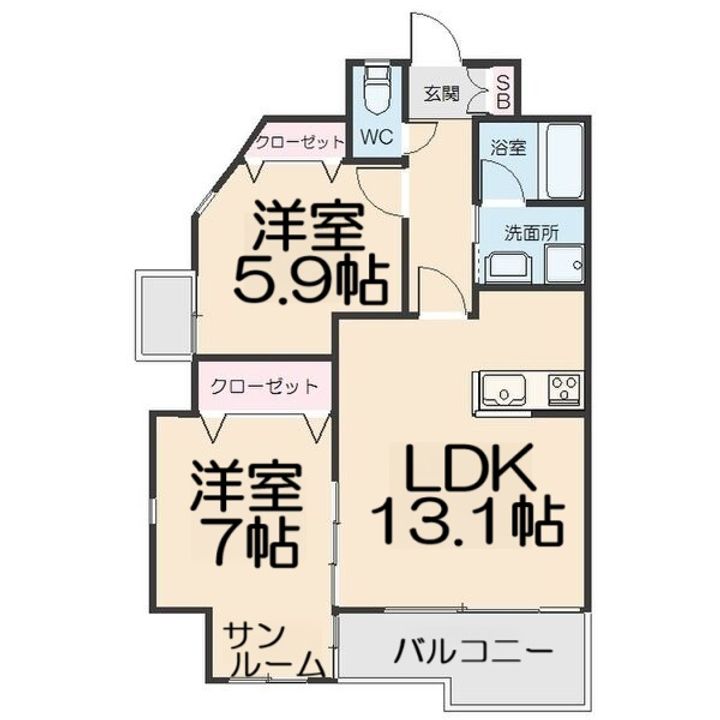 VERDE CUESTA覚王山202の間取り
