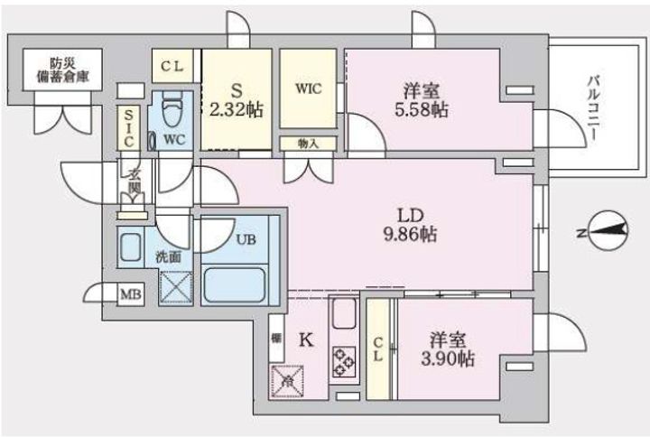 タスキプライムテラス後楽園402の間取り