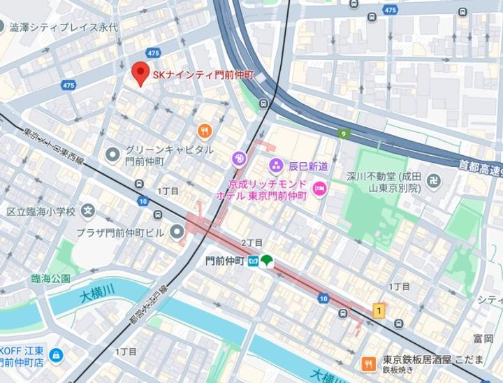 SKナインティ門前仲町の地図