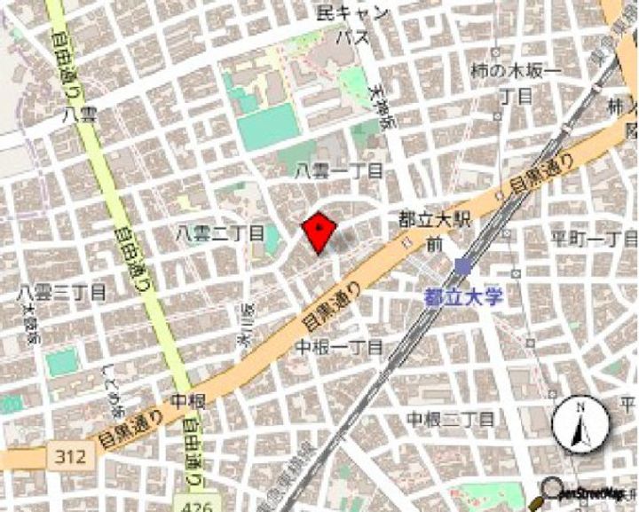 東京都目黒区八雲1丁目(マンション)の賃貸物件の地図