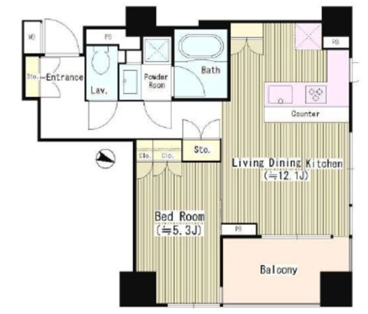 東京都港区西麻布1丁目(マンション)の賃貸物件の間取り