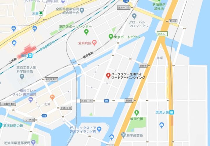東京都港区芝浦2丁目(マンション)の賃貸物件の地図