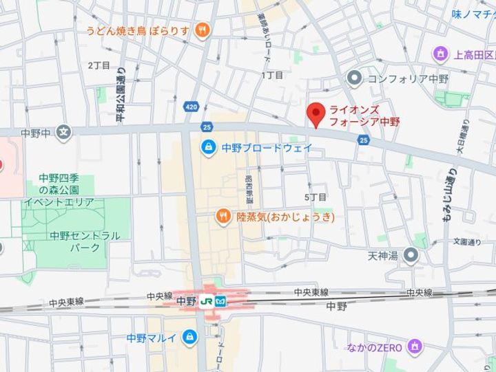 ライオンズフォーシア中野の地図