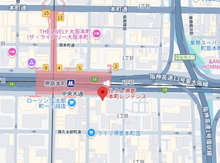 ルクレ堺筋本町レジデンスの地図