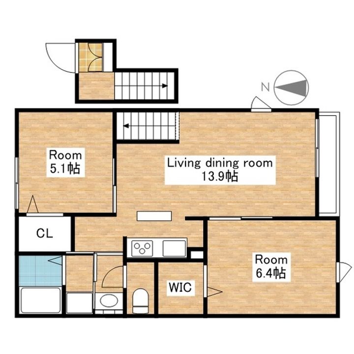 滋賀県長浜市八幡東町の賃貸マンションの間取り