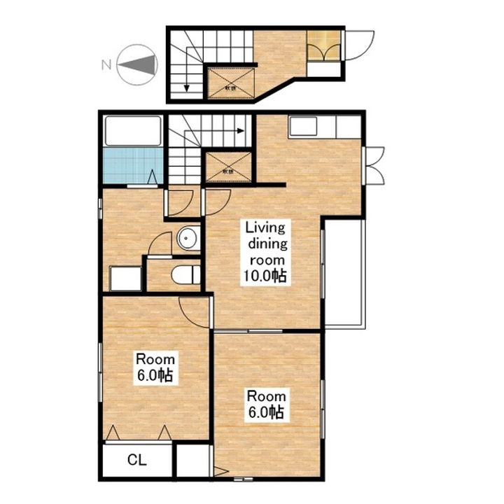 滋賀県長浜市宮司町の賃貸アパートの間取り