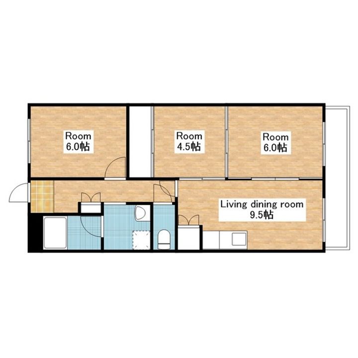 滋賀県米原市下多良2丁目の賃貸マンションの間取り