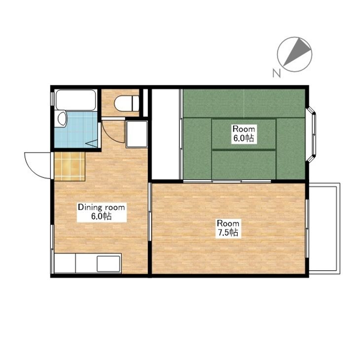 滋賀県近江八幡市鷹飼町北1丁目の賃貸アパートの間取り