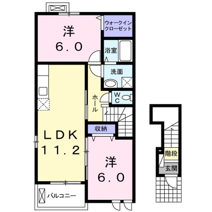 クレール聖徳Bの間取り