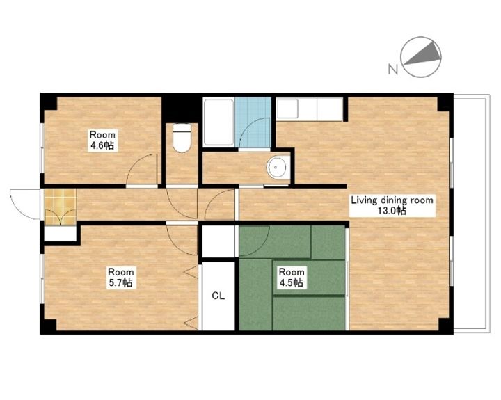 滋賀県近江八幡市中村町の賃貸マンションの間取り