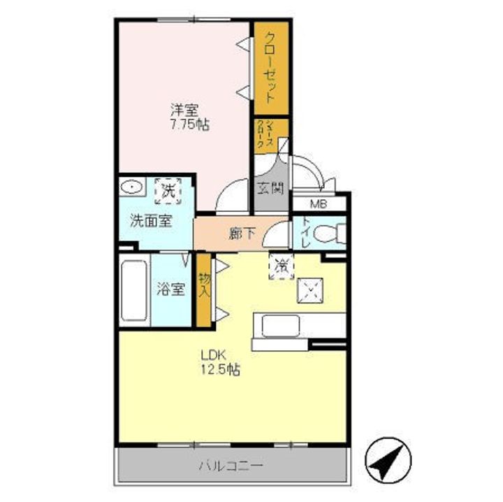 埼玉県越谷市北越谷2丁目の賃貸アパートの間取り