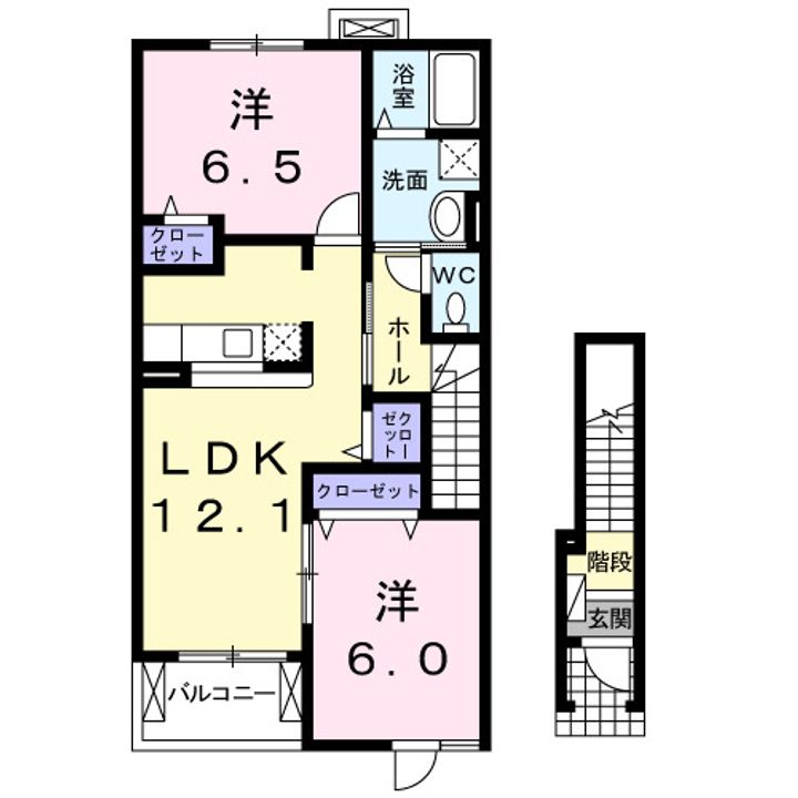 福岡県朝倉郡筑前町二(アパート)の賃貸物件の間取り