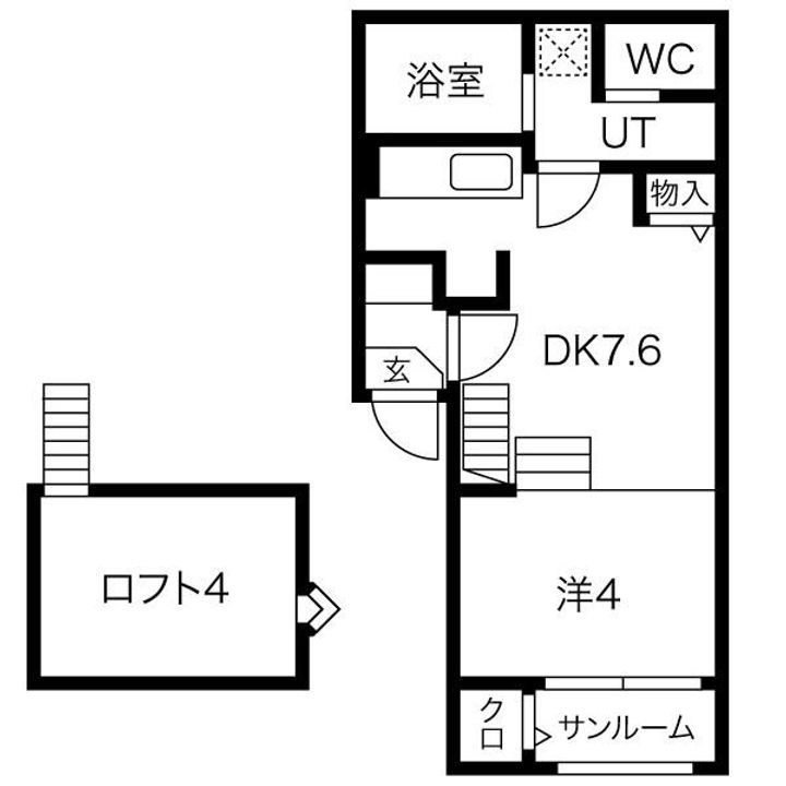 愛知県名古屋市中川区八田本町の賃貸アパートの間取り