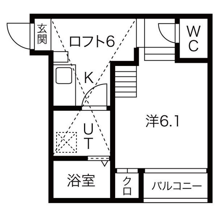 愛知県名古屋市北区杉村1丁目の賃貸アパートの間取り