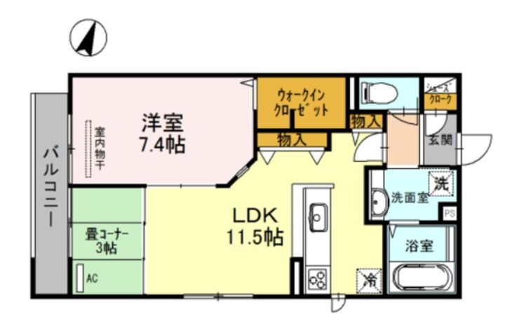 ルナピエーナ B棟205の間取り