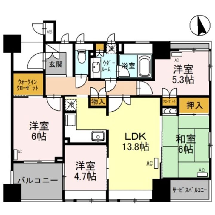 堺東シティタワー707の間取り