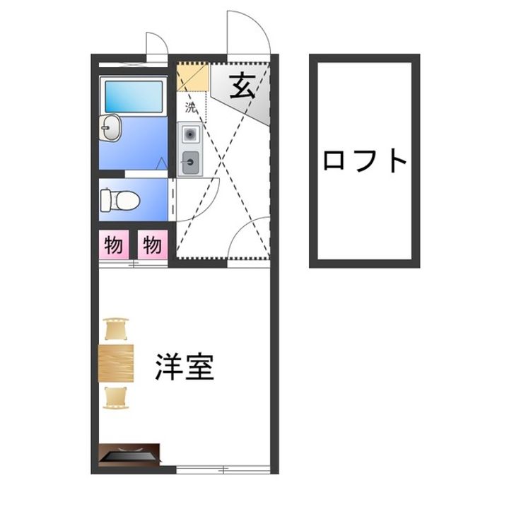 レオパレスゴールドイーストⅠ106の間取り