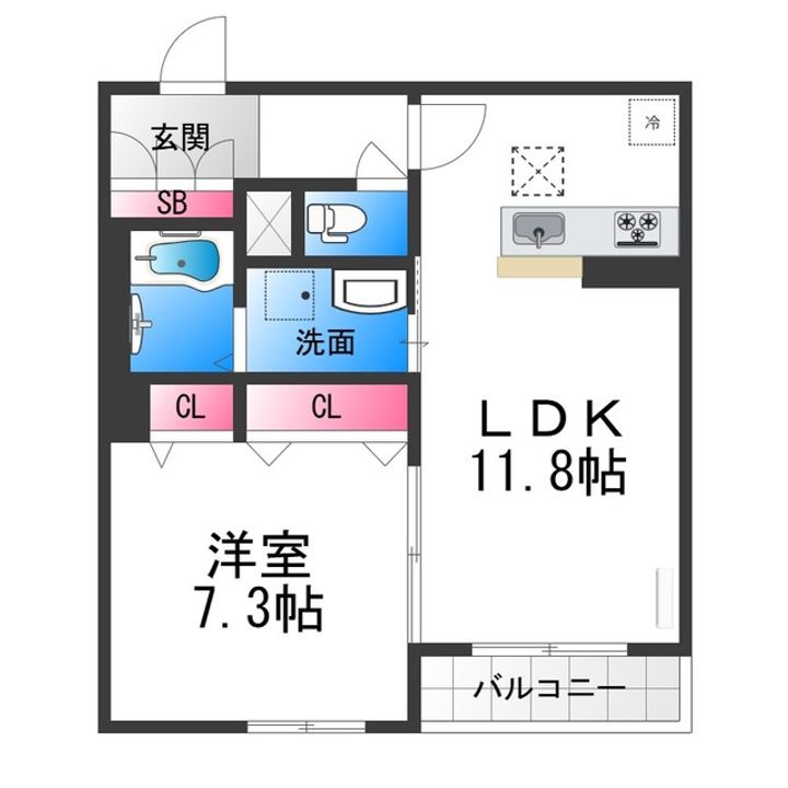 シャーメゾン津久野 Ⅱ102の間取り