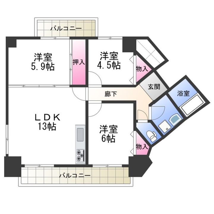 グランブルー宿屋町603の間取り