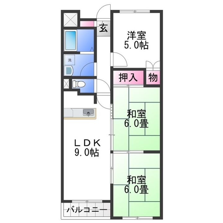 アデューウエダマンションの間取り
