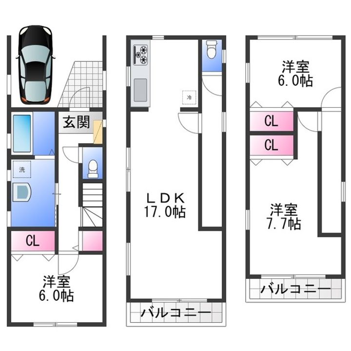 大阪府松原市天美北3丁目(一戸建)の賃貸物件の間取り