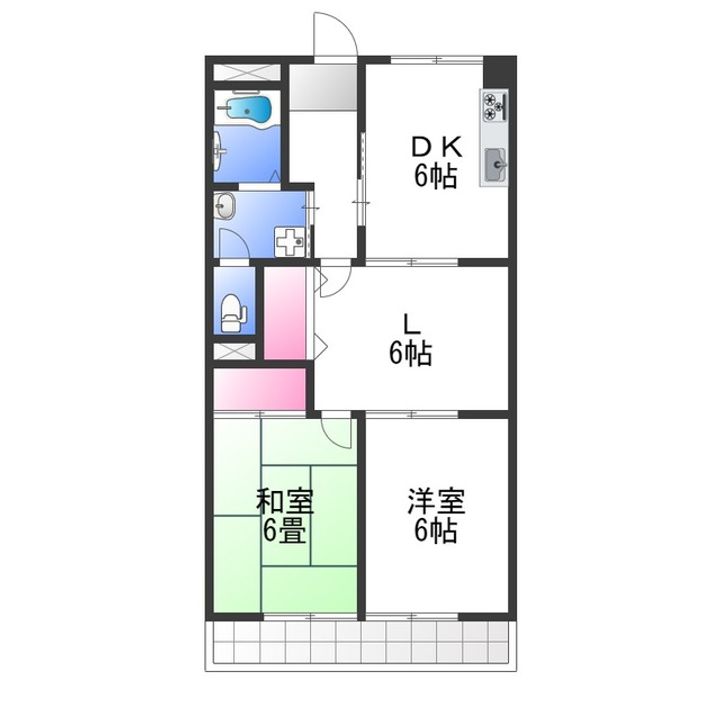 北野田大発マンションB棟の間取り